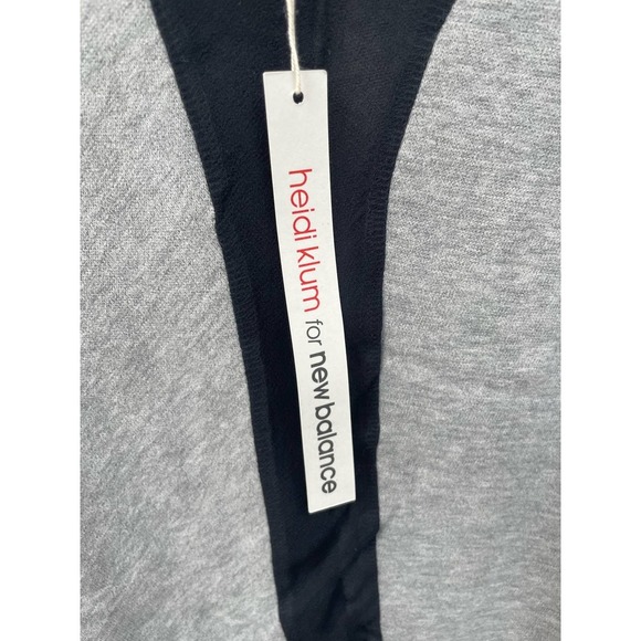 NWT Heidi Klum x New Balance Short Sleeve Gray Knit Top with Black Mesh Detail - Picture 4 of 8
